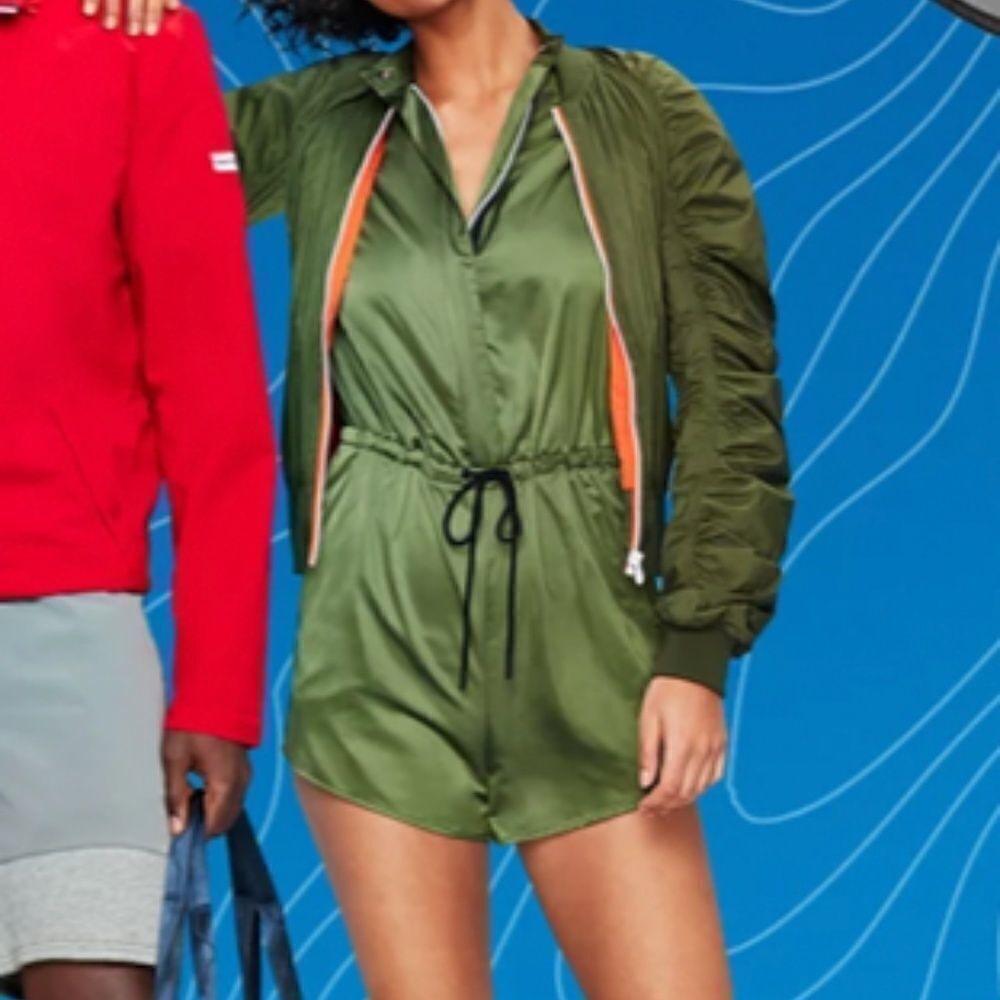 Hunter For Target Olive Green Satin Romper Jumpsuit Onepiece XL